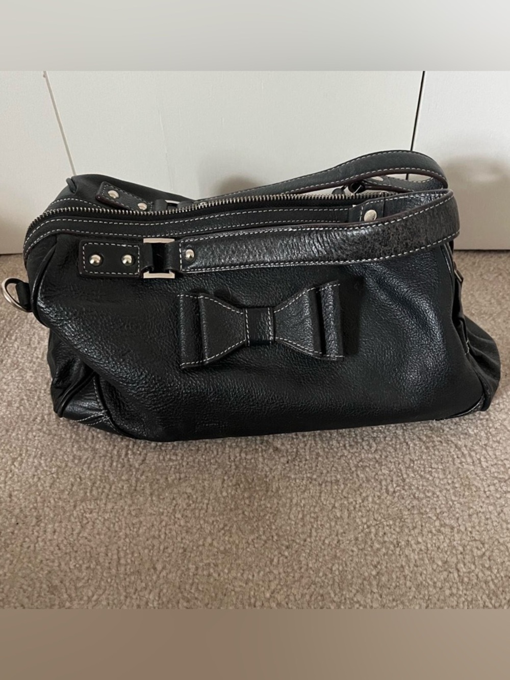 Black Bow Accent Women's Shoulder Bag